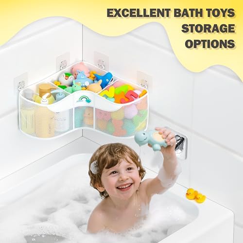 Austion 3-Compartment Corner Bath Toy Storage Organizer - Image 6