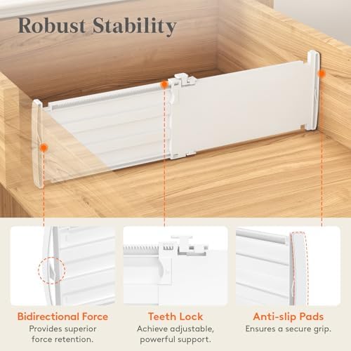 Lifewit 5" Tall Drawer Dividers, Adjustable Deep Drawer Organizer Clothes - Image 4