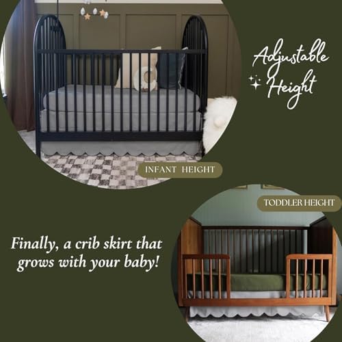 100% Microfiber Scalloped Mini Crib Skirt 24"x 38" - Image 3