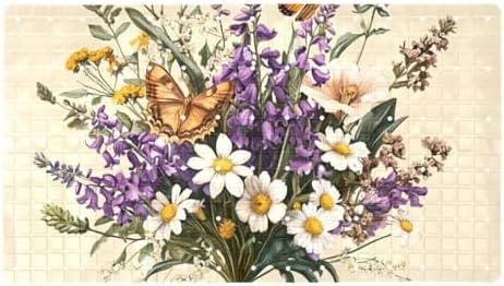Shower Mat Non Slip 26.8 x 15.1 Inches, Wildflowers Bathtub Mat Shower Stall by Anna+Cowper