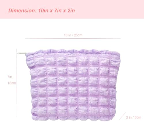 Flat Makeup Bag for Women, Zipper Cosmetic Pouch for Purse, Bubble Purple - Image 5