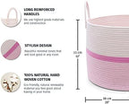 OrganiHaus Round Toy Basket & Blanket Basket, Cotton Rope 20x13" - Image 2