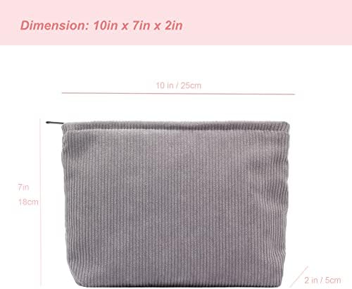 PAZIMIIK Makeup Bag Large Zipper Corduroy Make Up Pouch - Image 2