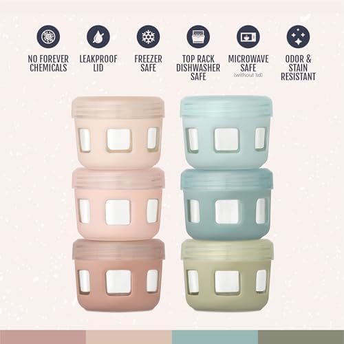 Ello Clean Start 4oz Glass Baby Food Storage Containers, 6 Pack, Sunny Shore - Image 4