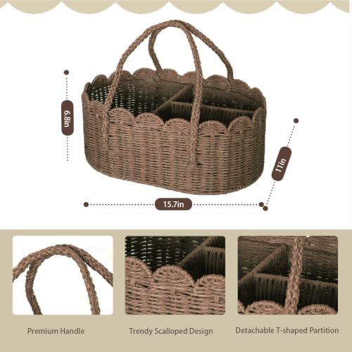 Diaper Caddy Organizer, Paper Rope Storage Baskets Nursery Bin - Image 3