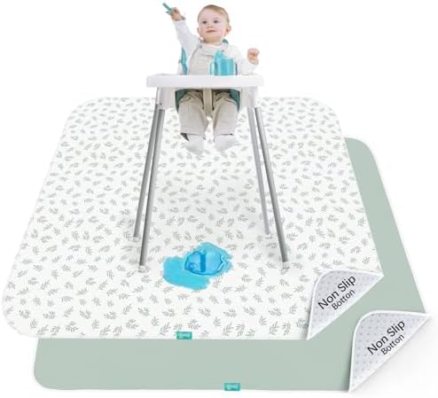 Splat Mat 2 Pack for Under High Chair Waterproof Splash Mat 42''×46'' by Bilobanbabybedding