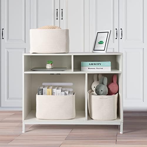XUANGUO Woven Cotton Rope Storage Baskets 15x10x9.3" 3 Pack White - Image 5