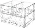 Vtopmart Clear Stackable Storage Drawers, 3 Pack Wide Organizer Set by Vtopmart
