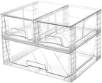 Vtopmart Clear Stackable Storage Drawers, 3 Pack Wide Organizer Set by Vtopmart