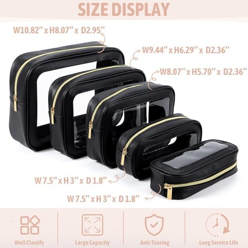 YOPCDJ 5PCS Diaper Bag Organizer Pouch Set, TSA Approved Toiletry Bag，Clear - Image 2