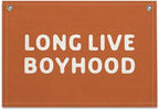 Long Live Boyhood Banner – Boy Room Decor Linen Banner Hanging Flag Retro Pink by RBAFAO