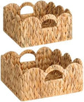 StorageWorks Scalloped Basket for Shelves, Water Hyacinth Storage Baskets by StorageWorks