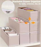 MURRI&MURRDI 6-Pack Foldable Fabric Sock Drawer Organizer, Small Dresser Drawer - Image 4