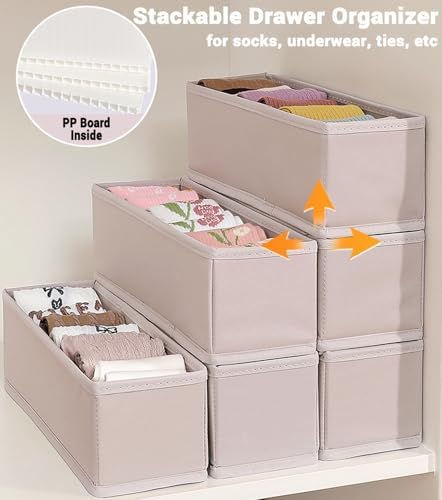 MURRI&MURRDI 6-Pack Foldable Fabric Sock Drawer Organizer, Small Dresser Drawer - Image 4