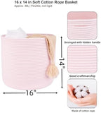 XUANGUO Cotton Rope Basket For Girls Kids 16”X14” pink - Image 2
