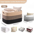 108L Extra Large Rectangle Laundry Hamper, Jute/Black - Image 2