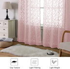 Lecloud Leia Blush Pink Sheer Curtains 90 Inches Long 2 Panels, Airy Leaf - Image 7