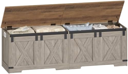 Hzuaneri 59" Farmhouse Storage Chest and Bench | 70 Gal | 330lb Seat by Hzuaneri