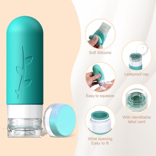 Tocelffe 18pack Travel Bottles for Toiletries, TSA Approved Silicone Travel - Image 3