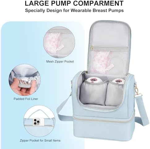 Wearable Breast Pump Bag with Cooler Compartment Fits - Image 4