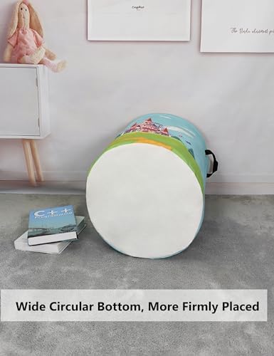 Foldable Waterproof Round Fabric Laundry Basket Home, Forest Castle - Image 4