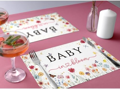 50 Pack Baby in Bloom Disposable Paper Placemats, 11x17 Inches Wildflower - Image 7