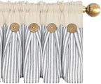 ASPMIZ Cotton Linen Farmhouse Kitchen Curtains, Boho Rustic Button Short Rod - Image 3