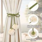 Tegeme 4 Pcs Curtain Tiebacks Flower Curtain Holdbacks Boho Floral Drapery - Image 4