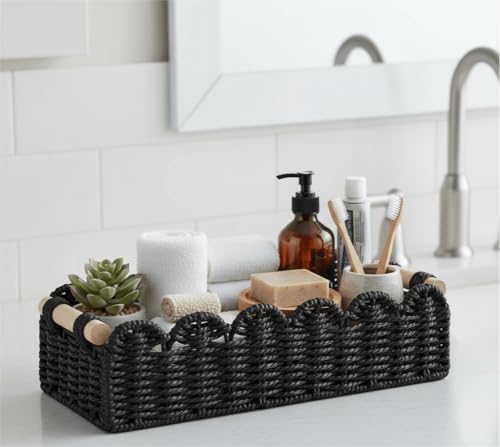 CubesLand Scalloped Toilet Paper Storage Basket W/Handle - Image 5