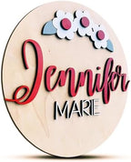 Round Name Sign For Nursery, Boho Nursery Sign, Family Name Signs, 3D Wall Art by MONTOJOY-WoodenToys