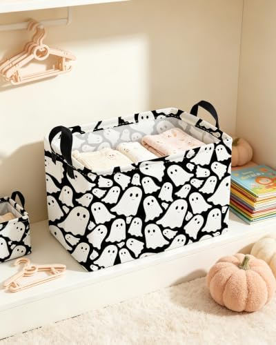 Essme Rectangular Halloween Basket, Ghost Storage Bins Organizer - Image 5