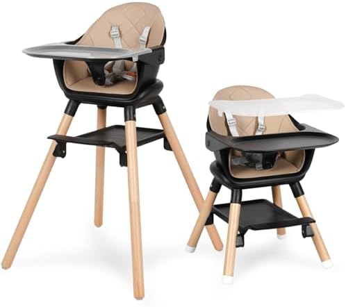 6 in 1 Baby High Chair, Convertible Wooden High Chairs by RICUTON