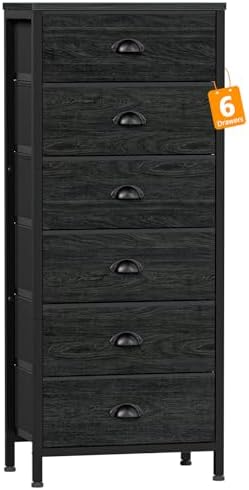 Furnulem Black Dresser for Bedroom, Tall Fabric Chest of Drawers by Furnulem