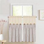 ASPMIZ Cotton Linen Kitchen Curtains 36 Inch Length, Farmhouse Rod Pocket Short by ASPMIZ