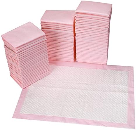 80 Count Disposable Baby Changing Pads, 18”x18” Pink – Super Absorbent by Buyockss