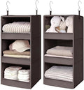 GRANNY SAYS 3-Shelf Hanging Closet Organizer, Foldable Storage, Dark Brown by GRANNYSAYS
