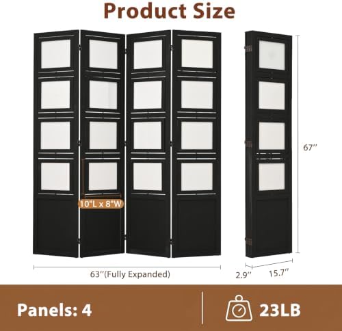 4 Panel Photo Room Divider, Folding Privacy Screen Decorative - Image 5