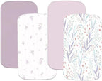 4 Pack Bassinet Fitted Sheets Compatible by Haleeone