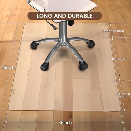 Office Chair Mat for Carpet, Transparent, 0.14" Thick, Heavy Duty, Flat Shipping - Image 6