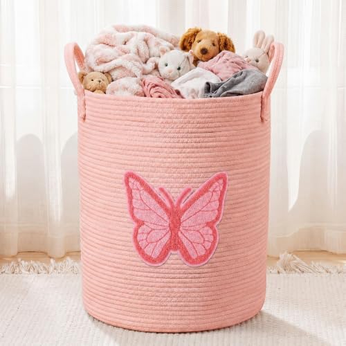 LemonRoad Butterfly Laundry Hamper Large Cotton Rope Storage Basket by Unknown