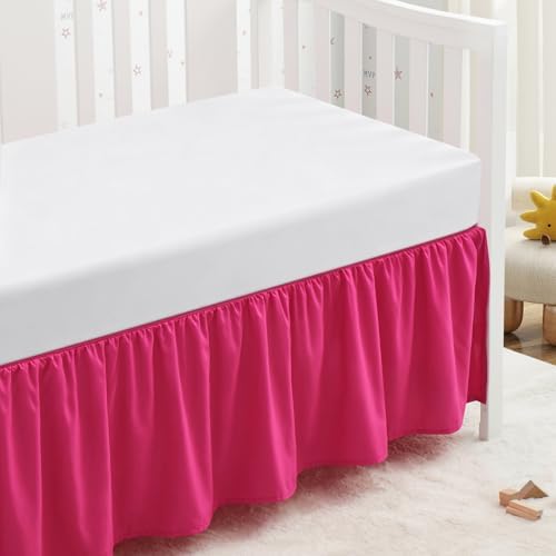 SiinvdaBZX Hot Pink Crib Skirt Dust Ruffle, Microfiber Crib Bed Skirt by SiinvdaBZX