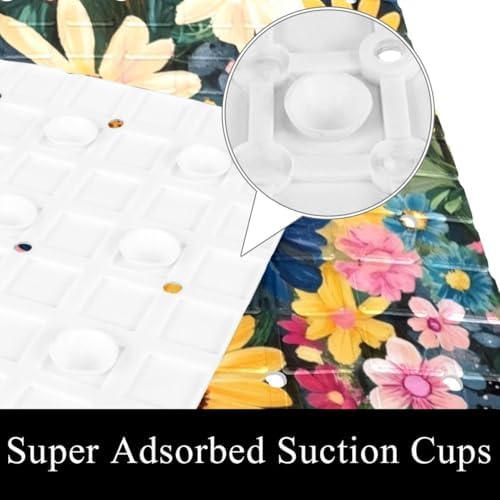 Bathtub Mat Non Slip 26.8x15.1 Inch, Daisies Sunflowers Shower Mat - Image 3