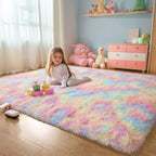 5x7 Rainbow Unicorn Rug for Girls Bedroom, Soft Plush Shag Carpet - Image 7