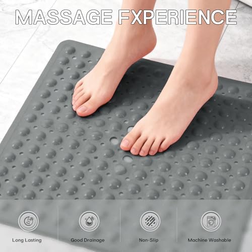 Anti-Slip Bathtub Shower Mat 21×21 Inch Opaque Gray - Image 5