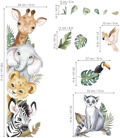 decalmile Jungle Animals Safari Elephant Giraffe Wall Decals Stickers - Image 4