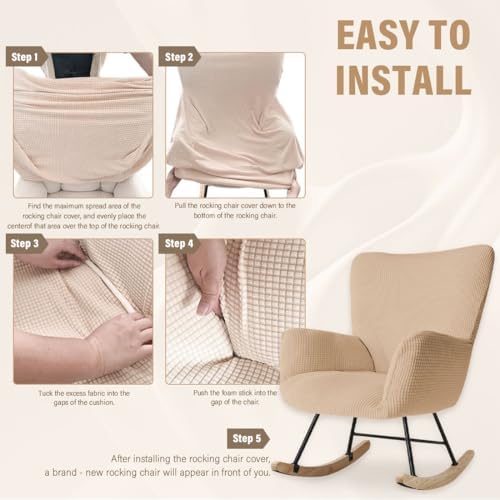 Nursery Rocking Chair Cover Stretch Glider Chair Covers Jacquard Modern Reading - Image 6