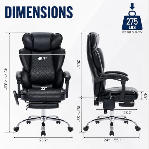 Executive Office Chair, 22.05" Wide Leather Ergonomic Office Chair - Image 3