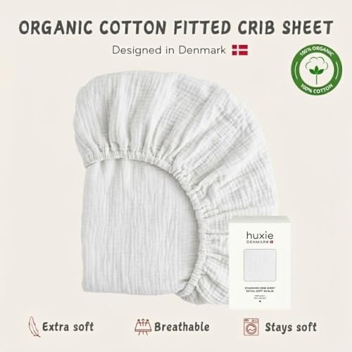 Crib Sheets, 100% Organic Cotton Muslin, Fitted 28"x52" Standard - Image 3