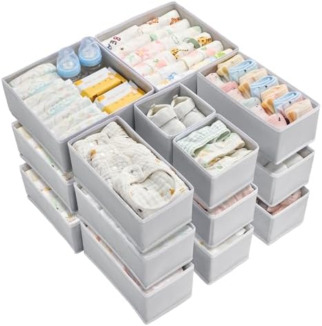 Vtopmart 18 Pack Baby Clothes Organizer, Foldable Fabric Drawer Bins by Vtopmart