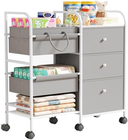 2in1 Baby Diaper Caddy Organizer and Storage Cart by BG-BABYGO
